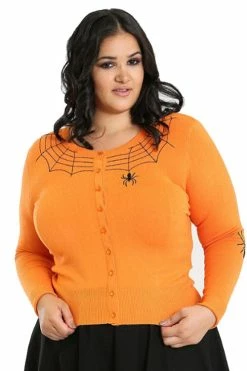 Hell Bunny Spider Cardigan In Orange