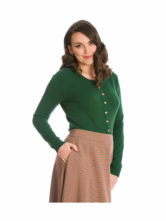 Banned Nina Vintage Inspired Cardigan In Green 2 Banned Nina Vintage Inspired Cardigan In Green - Image 2