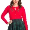 Banned Holly Go Lightly Cardigan In Red Christmas