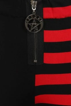 Banned Half Black Half Stripe Leggings In Black & Red -Collectif Shop 1611941555LG67017 10 560x