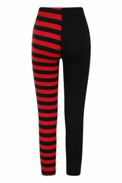Banned Half Black Half Stripe Leggings In Black & Red -Collectif Shop 1611941555LG67017 11 560x