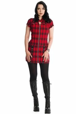 Front Page 37 Banned Tartan Nights Mini Dress In Red Tartan