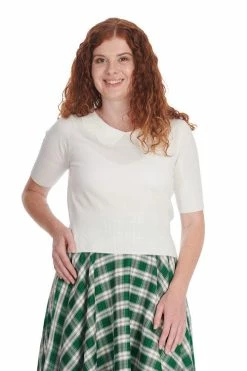 Front Page 57 Banned Sweet Sunny Collared Top In Off White Knitted