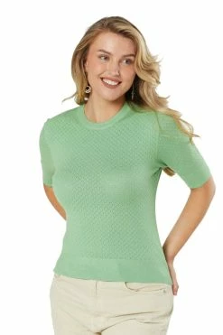 Timeless London Daisy Knit Top In Mint - I'm Eco-Friendly!