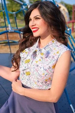 Retrolicious Bow Top In Math Rules Print -Collectif Shop 4220 1 560x