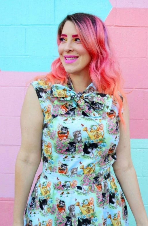 Retrolicious Bow Top In Kittens Print 2 Retrolicious Bow Top In Kittens Print - Image 2