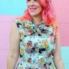 Retrolicious Bow Top In Kittens Print