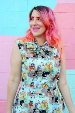 Retrolicious Bow Top In Kittens Print