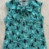Retrolicious Bow Top In Witchy Teal Halloween Print