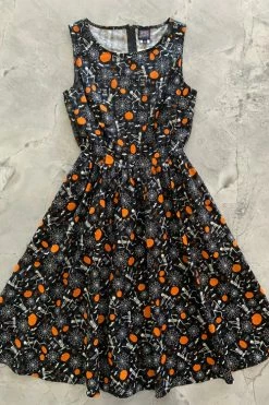 Retrolicious Vintage Dress In Glow In The Dark Dancing Bones Skeleton Print