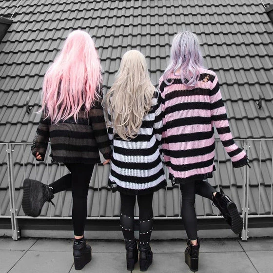 Killstar Courtney Punk Knit Sweater Black And Pink 4 Killstar Courtney Punk Knit Sweater Black And Pink - Image 4