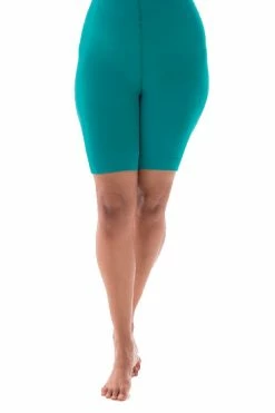 Pamela Mann Hosiery Curvy Super-Stretch Anti Chafing Shorts 90 Denier Tights In Aqua