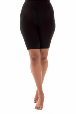 Front Page 3 Pamela Mann Hosiery Curvy Super-Stretch Anti Chafing Shorts 90 Denier Tights In Black