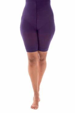 Pamela Mann Hosiery Curvy Super-Stretch Anti Chafing Shorts 90 Denier Tights In Purple