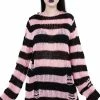 Killstar Courtney Punk Knit Sweater Black And Pink