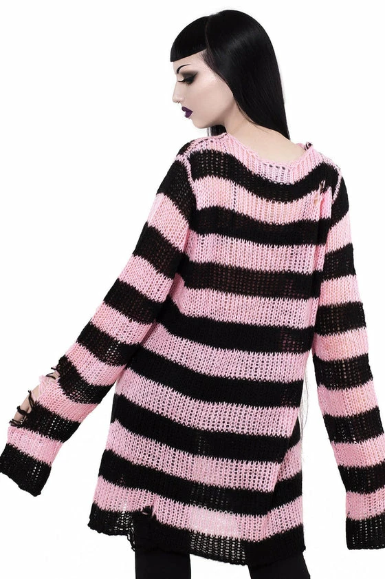 Killstar Courtney Punk Knit Sweater Black And Pink 7 Killstar Courtney Punk Knit Sweater Black And Pink - Image 7