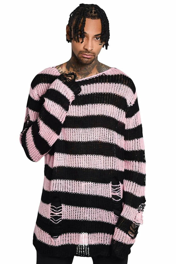 Killstar Courtney Punk Knit Sweater Black And Pink 8 Killstar Courtney Punk Knit Sweater Black And Pink - Image 8