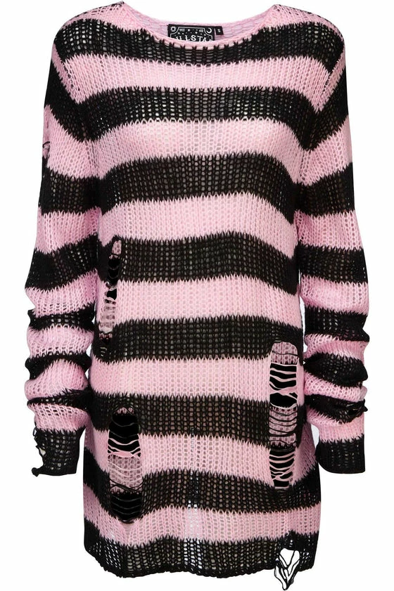 Killstar Courtney Punk Knit Sweater Black And Pink 5 Killstar Courtney Punk Knit Sweater Black And Pink - Image 5