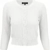 MAK Sweaters Chunky Vintage Knit Cardigan With 3/4 Sleeves In White