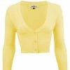 MAK Sweaters Cropped Cardigan With 3/4 Sleeves In Baby Yellow