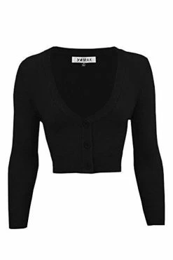 MAK Sweaters Cropped Cardigan With 3/4 Sleeves In Black