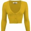 MAK Sweaters Cropped Cardigan With 3/4 Sleeves In Honey Yellow