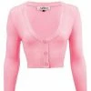 MAK Sweaters Cropped Cardigan With 3/4 Sleeves In Light Pink