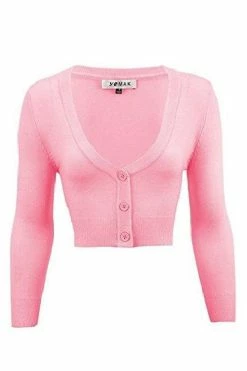 MAK Sweaters Cropped Cardigan With 3/4 Sleeves In Light Pink 12 MAK Sweaters Cropped Cardigan With 3/4 Sleeves In Light Pink -Collectif Shop CropLS LPK aef712e7 21c5 4215 b6a9 65cd5e312683 560x