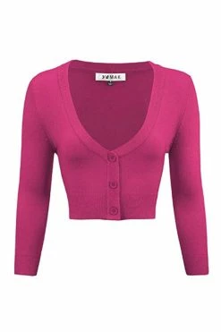 MAK Sweaters Cropped Cardigan With 3/4 Sleeves In Magenta -Collectif Shop CropLS MGN 17e1eb65 6ccd 49b9 9697 4dbd3ff5345c 560x