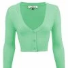 MAK Sweaters Cropped Cardigan With 3/4 Sleeves In Opal Mint