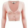 MAK Sweaters Cropped Cardigan With 3/4 Sleeves In Peach Beige