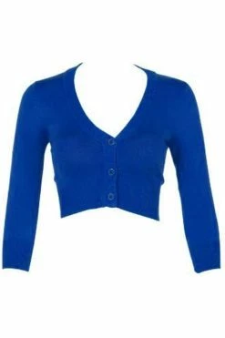 MAK Sweaters Cropped Cardigan With 3/4 Sleeves In Royal Blue -Collectif Shop CropLS RYL F 2 b7fa0a93 6104 49b8 a887 fc8129ed5196 560x