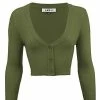 MAK Sweaters Cropped Cardigan With 3/4 Sleeves In Sage