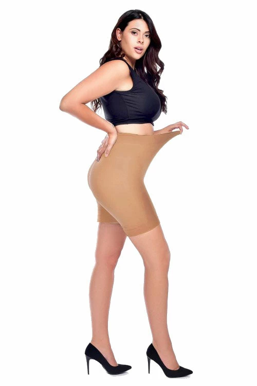 Pamela Mann Hosiery Curvy Super-Stretch Anti Chafing Shorts 90 Denier Tights In Nude 2 Pamela Mann Hosiery Curvy Super-Stretch Anti Chafing Shorts 90 Denier Tights In Nude - Image 2