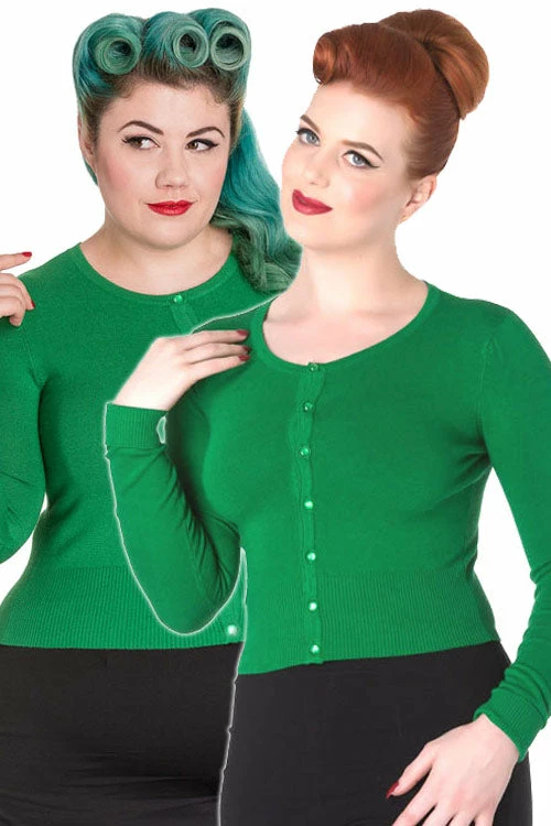 Hell Bunny Paloma Cardigan In Green 1 Hell Bunny Paloma Cardigan In Green