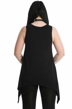 Banned Space Cat Asymmetric Hem Top -Collectif Shop LG67034BLKTP10442BLK 0775 560x