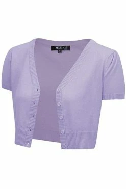 MAK Sweaters Cropped Cardigan With Short Sleeves In Lilac