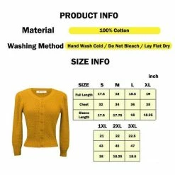 MAK Sweaters Chunky Vintage Knit Cardigan With 3/4 Sleeves In Red -Collectif Shop MK3514Chart 3c35daf1 4545 491f ac03 cccf41e9942c 560x