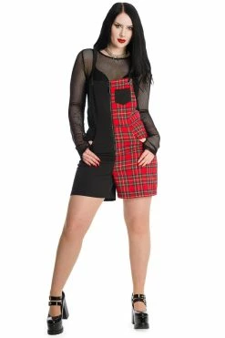 Banned Alternative Krampus Black And Tartan Playsuit -Collectif Shop PL92042BLKRED 1088 560x