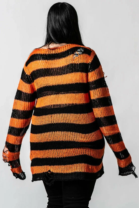 Killstar Pumpkin Punk Knit Sweater Black And Orange 3 Killstar Pumpkin Punk Knit Sweater Black And Orange - Image 3