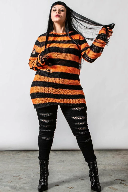 Killstar Pumpkin Punk Knit Sweater Black And Orange 1 Killstar Pumpkin Punk Knit Sweater Black And Orange