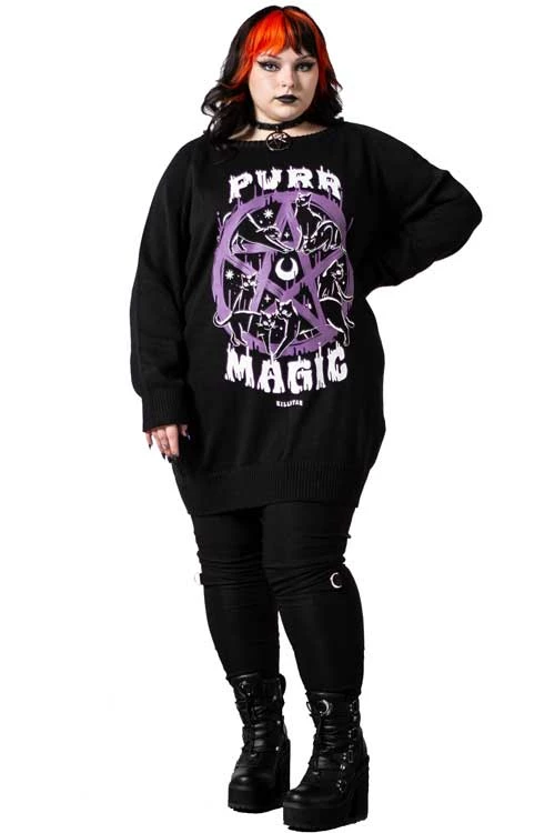Killstar Purr Magic Knit Sweater Cat Print 1 Killstar Purr Magic Knit Sweater Cat Print