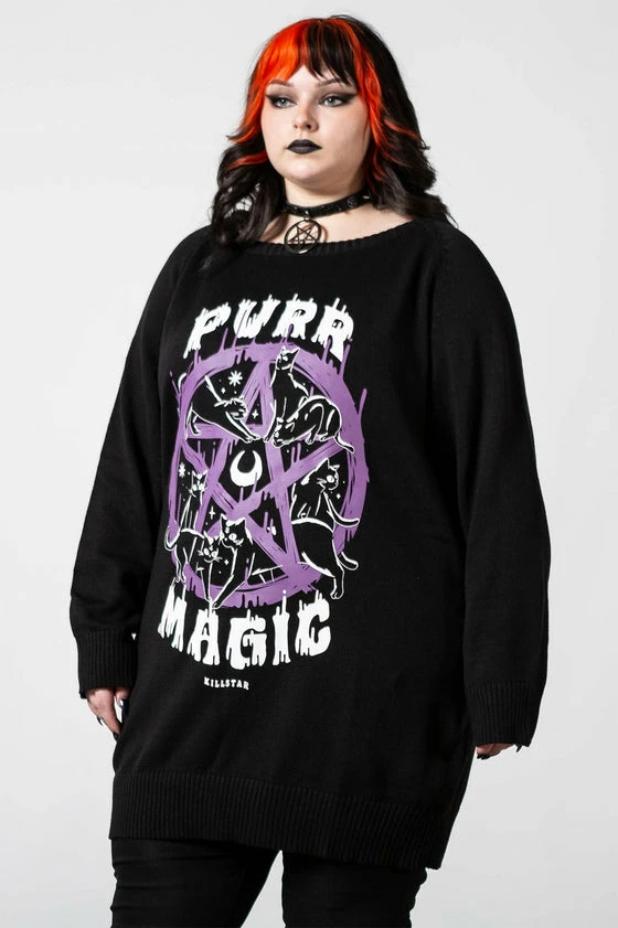 Killstar Purr Magic Knit Sweater Cat Print 7 Killstar Purr Magic Knit Sweater Cat Print - Image 7