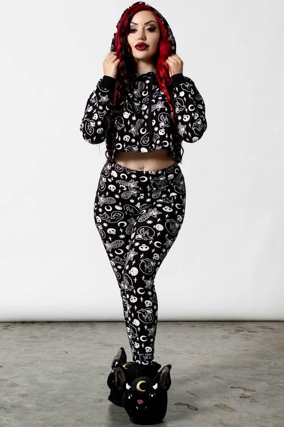 Killstar Purr Off Cropped Hoodie In Black Cat Print! 5 Killstar Purr Off Cropped Hoodie In Black Cat Print! - Image 5