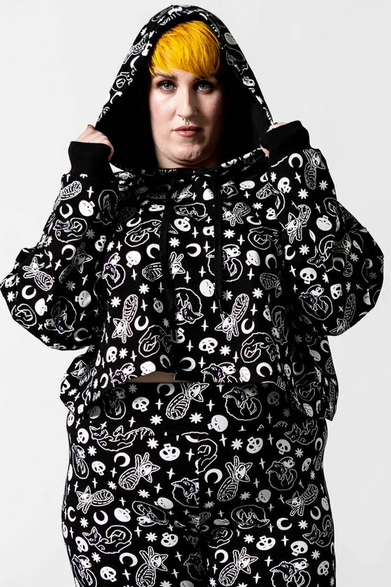 Killstar Purr Off Cropped Hoodie In Black Cat Print! 6 Killstar Purr Off Cropped Hoodie In Black Cat Print! - Image 6