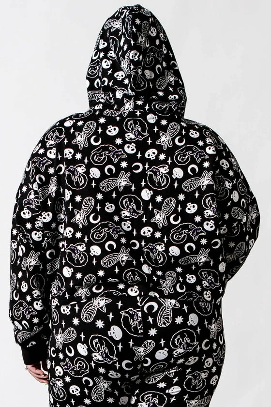 Killstar Purr Off Cropped Hoodie In Black Cat Print! 7 Killstar Purr Off Cropped Hoodie In Black Cat Print! - Image 7