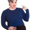 Hell Bunny Paloma Cardigan In Navy Blue