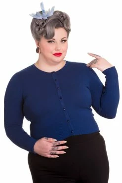 Hell Bunny Paloma Cardigan In Navy Blue