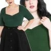 Hell Bunny Philippa Top In Dark Green