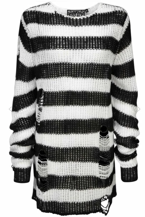 Killstar Pugsley Punk Knit Sweater Black And White 3 Killstar Pugsley Punk Knit Sweater Black And White - Image 3